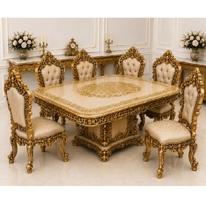 Juego de Comedor de Estilo Europeo Tallado a Mano de Primera Calidad, 8 Plazas, Acabado Dorado Antiguo, Muebles de Comedor, Comprar Conjuntos de Comedor - Product Image 1