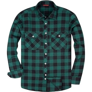 Chemise en flanelle 100 % coton, dernier design, avec poches poitrine, doublure matelassée, boutons, style décontracté à carreaux, vente en gros - Product Image 2