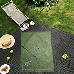 Serviettes en lin floral brodé doux Commandes en gros tissées acceptées pour l'utilisation de sacs - Product Image 1