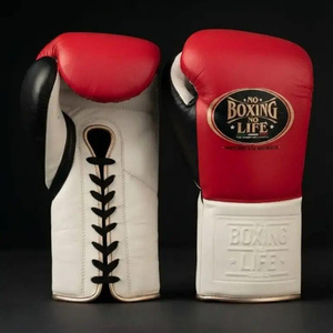 Guantes de Boxeo No Boxing No Life Personalizados, 100% Cuero Genuino, Profesionales, Ligeros, con Cierre de Cordones, para Muay Thai, Adultos y Artes Marciales - Product Image 1