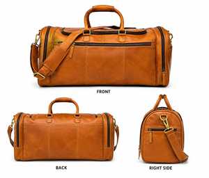 Unisex High Quality Customize Leather Duffle <b>Bag</b> Large Capacity Shoe Compartment With Customize Logo and Customize Storage Space - Product Image 4