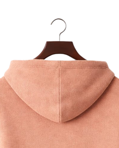 Sweat à capuche personnalisé pour homme en maille pêche, col à trois boutons, mélange de coton doux, chaud, hiver, décontracté, streetwear, OEM sur mesure - Product Image 6