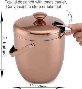 Seau à glace isotherme à double paroi en acier inoxydable avec couvercle et pince, support à glace haut de gamme pour bar et fêtes - Product Image 6