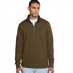 OEM Wholesale Top Trending Sweatshirt Men's <b>Shirt</b> Quarter <b>Zip</b> Fleece Pullover Regular Fit Solid Color Casual Sweatshirt - Product Image 2