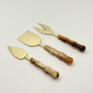 Juego de Cuchillos para Queso y Untador de Mantequilla para Desayuno, Novedad, Utensilios de Acero Inoxidable Dorado con Mango de Resina - Product Image 4