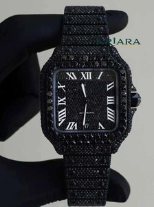 Good Selling KRIARA <b>Black</b> Square Moissanite Diamond <b>Mens</b> <b>Watch</b> Stainless Steel Wristwatch for Wedding Business Office and Every - Product Image 6
