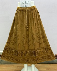 Wholesale Lot Beautiful Vintage Rayon <b>Wrap</b> Floor-Length A-line <b>Skirts</b> Indian Ladies' Bohemian Hippie Style Natural Embroidery - Product Image 1