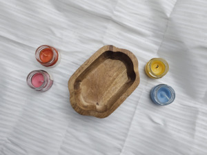 Cuenco ovalado de madera hecho a mano para decoración del hogar, recipiente artesanal de madera para hacer velas - Product Image 5