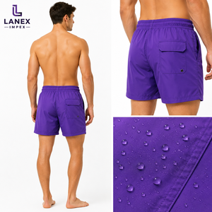 Shorts de Baño Personalizados para Hombre, Impermeables, de Secado Rápido, en Color Morado, Ligeros, de Poliéster, con Cintura Elástica y Cordón Ajustable - Product Image 4