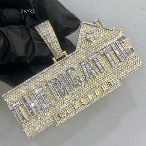 Colgante de Lujo Personalizable con Iniciales VVS, Moissanita, Estilo HipHop, Plata de Ley 925, Chapado en Oro - Product Image 1