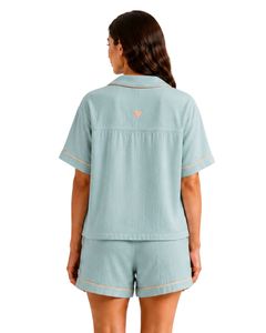 Customized Mint <b>Green</b> Women Pajama Set Short Sleeve Button Down Sleepwear Soft Breathable Summer Nightwear Casual Lounge Set - Product Image 2