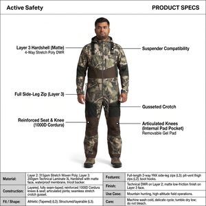 Pantalon de chasse imperméable 3 couches à taille haute pour homme, camouflage extérieur par Active Safety - Product Image 5
