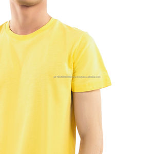 <b>Men's</b> 100% Cotton O-Neck Short Sleeve Basic Jersey Regular Fit Anti-Wrinkle <b>Yellow</b> T-<b>Shirt</b> <b>for</b> Streetwear Plain Solid Logo - Product Image 5