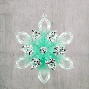 Décoration de Noël et du Nouvel An, peinture acrylique verte claire, renne à longues pattes 2D, flocon de neige éclatant, ornement de flocon de neige - Product Image 6