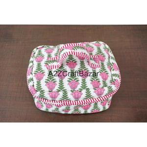 Ensemble de trousses de toilette pour femmes en coton durable, écologiques, à rayures, imprimées à la main, avec fermeture éclair - Product Image 5