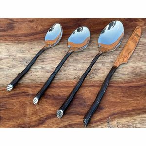 Ensemble de couverts de luxe en métal doré, robustes, jetables, 24 pièces, aspect acier inoxydable, couteau, fourchette, cuillère pour mariage et fête - Product Image 3