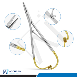 OEM ODM Mathieu Porte-aiguille à pointe large TC 14 cm en acier inoxydable, Pince de ligature orthodontique manuelle réutilisable, Certifié CE, Haute Qualité - Product Image 4