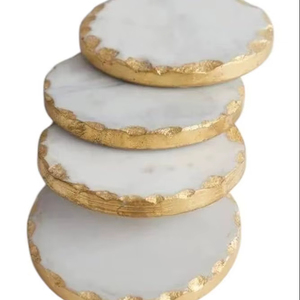 Handcrafted Polished <b>Marble</b> Round Luxury Coasters Durable 10mm Thick Beverage Coaster <b>Set</b> for Restaurants & Retail - Product Image 1