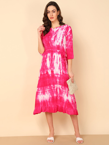 Robe évasée trapèze en rayonne tie & dye pour femme, séchage rapide, idéale pour l'été, les fêtes, le style de vie moderne et le quotidien – Meilleur prix fournisseur - Product Image 2