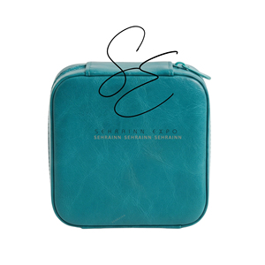 <b>Mini</b> Jewelry <b>Storage</b> <b>Box</b> with Turquoise Hair On Hide Heart Tooled Leather Portable Zipper <b>Box</b> Jewelry Organizer Case with Mirror - Product Image 5