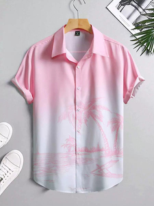 เสื้อเชิ้ตแขนสั้นพิมพ์ลายดิจิตอล 3 มิติ สไตล์ลำลองสบายๆ สำหรับผู้ชายในช่วงฤดูร้อน เหมาะสำหรับวันพักผ่อนบนเกาะ - Product Image 2