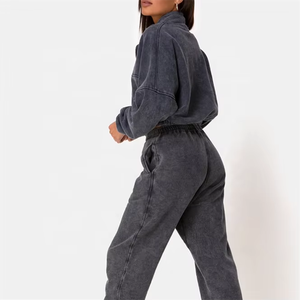 Sudadera con Capucha GEO BROTHERS Personalizada para Mujer, Estilo Casual de Otoño, para Gimnasio, de Algodón y Felpa, Lavado Ácido, con Cierre de Cremallera 1/4, 280g - Product Image 4