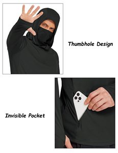 Sudadera con Capucha para Pesca al por Mayor OEM con Máscara Facial, Manga Larga, Secado Rápido, Transpirable, UPF50, Ropa de Pesca Personalizada para Hombre - Product Image 5