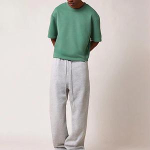 Men's Heavyweight Cotton Cropped Boxy Fit T Shirt Oversized Crop <b>Drop</b> Shoulder Distressed Design Custom Logo Knitted - Product Image 4