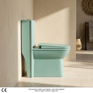 โถสุขภัณฑ์แบบชิ้นเดียวทันสมัย สีเขียวด้าน ระบบชำระล้างแบบ Washdown ฝาปิด PP สำหรับโครงการต่างๆ - Product Image 5