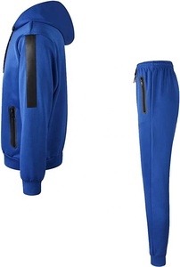 Ensemble de survêtement pour homme avec capuche et fermeture éclair, pantalon de jogging long uni, tenue décontractée d'hiver, polyester respirant - Product Image 2