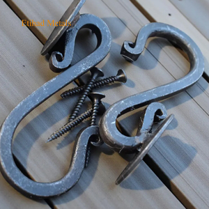 Hand Forged Wall <b>Hook</b> Handmade Rustic Wall <b>Hook</b> Metal Single <b>Hook</b> Hand Hand Forged Blacksmith Made Round Bar <b>S</b> Scroll <b>Hook</b> - Product Image 6