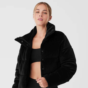 Custom Plush Core <b>Cropped</b> <b>Puffer</b> <b>Jacket</b> Waterproof Winter Breathable Modern Design Solid Color Plus Size Women's Quilted <b>Jacket</b> - Product Image 5