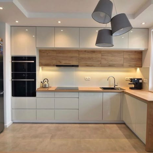 Muebles Vietnamitas Ecológicos Modernos Personalizados de JY Project, Gabinetes de Cocina RTA Sin Marco con Acabado Brillante, Forma de L, Más Vendidos - Product Image 1