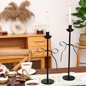 Black Taper Candlestick HoldersSet of 2 <b>Bow</b> Candle Stick <b>Holders</b> Metal Modern Candle Stands Christmas Decorative - Product Image 3
