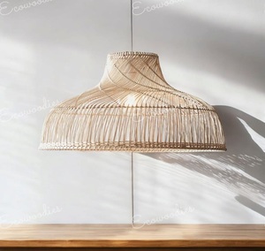 Lámpara de Techo Moderna Hecha a Mano de Mimbre de Bambú para Interiores, Lámpara Colgante Natural, Pantalla de Lámpara, Cubierta de Lámpara, Pantalla de Diseño para Restaurante - Product Image 2