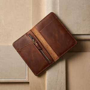 Porte-chéquier en cuir véritable personnalisé de marque, style vintage, pour homme, porte-passeport, commande en gros LCR-0119 - Product Image 6