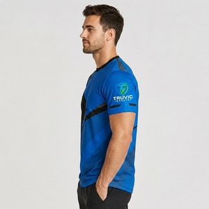 Nouveaux t-shirts de sublimation pour hommes, 100% polyester, séchage rapide, respirant, haut de gamme pour la course et le fitness - Product Image 6