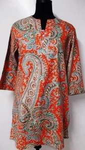 Robe décontractée en coton à imprimé cachemire, manches trois quarts, col en V, boutonnée devant, tunique streetwear d'été - Product Image 2