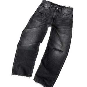 MEESAM LEATHER HOSIERY Jeans de mezclilla unisex 100% algodón de secado rápido, cintura alta, peso pesado, estilo vintage, corte regular, rectos, con relieve - Product Image 3