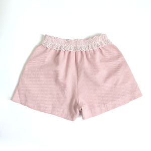 Hot Selling Factory High Quality 2026 Spring Summer New Fashion Poplin Splicing Striped pink Retro <b>Elastic</b> Women's Shorts - Product Image 6