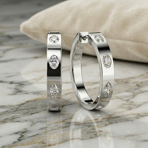ต่างหูเพชรทรงหยดน้ำแบบผสม 2.00 กะรัต ติดตั้งด้วยแบบ Prong Set - Product Image 2