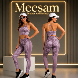 Ensemble de yoga 2 pièces en Spandex et Nylon respirant, ensemble de yoga 3 pièces en Spandex et Nylon, ensemble de yoga écologique en Spandex taille mi-haute - Product Image 6