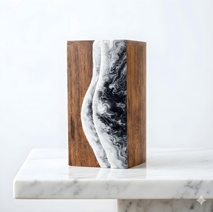 Grey Wooden Urn for Ashes Marble Resin Cremation Urn Grey Wood & Marble Resin Ashes Urn Grey Wooden Cremation Keepsake - Product Image 1
