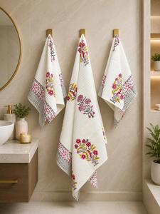 Best Quality Waffle <b>Towel</b> <b>Set</b> 1 <b>Bath</b> + 2 Hand <b>Towels</b> Soft Cotton Quick Dry Absorbent for Hotel Spa and Home Available For Sale - Product Image 2