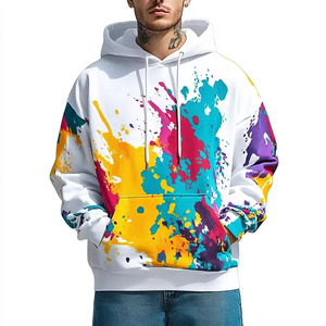 Sweat à capuche de sublimation OEM ODM pour homme, coupe oversize à épaules tombantes, vierge, personnalisable, effet encre, imprimé, streetwear - Product Image 5