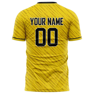 เสื้อฟุตบอลพิมพ์ลายแบบพรีเมียม 100% โพลีเอสเตอร์ ระบายอากาศได้ดี แห้งเร็ว สำหรับทีมฟุตบอล พร้อมสกรีนโลโก้ ชื่อ และหมายเลข สั่งผลิตได้ขั้นต่ำจำนวนมาก - Product Image 3