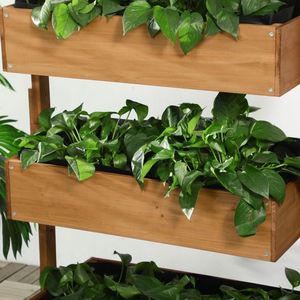 Jardinera Vertical de Madera de 4 Niveles con Drenaje Automático y Tela No Tejida para Flores, Verduras y Hierbas de Exterior - Product Image 3