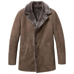 Sherpa Style Luxury Design <b>Men's</b> <b>Shearling</b> Leather <b>Jacket</b> Heavyweight Waterproof Stand Eco-Friendly Vintage Faux Fur <b>Jackets</b> - Product Image 1