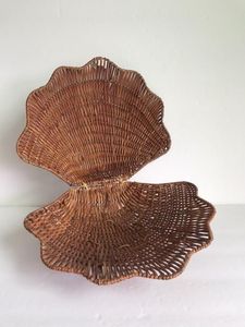 Vintage Style Rattan Shell Shape Storage Basket Handmade Decorative <b>Trinket</b> <b>Box</b> for Home Organization - Product Image 3