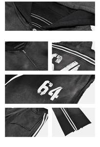 Oversized Wide Leg Sweatpants and Zip up Hoodie Set Faded Acid Washed <b>Tracksuit</b> - Product Image 6